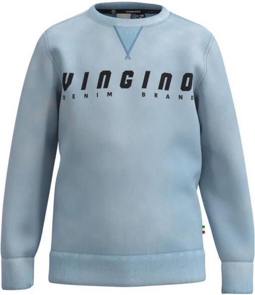 Vingino sweater BASIC-CREWNECK-WASH met logo lichtblauw
