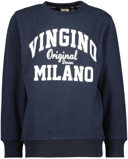 VINGINO sweater met logo donkerblauw Logo 164 | Sweater van