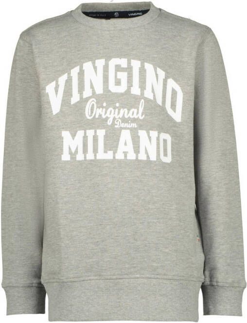 VINGINO sweater met logo grijs melange Logo 104 | Sweater van