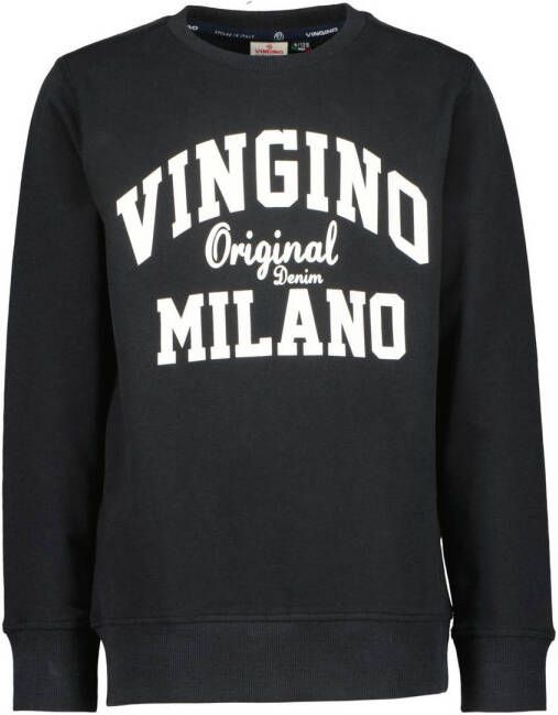 VINGINO sweater met logo zwart Logo 104 | Sweater van
