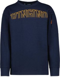 Vingino sweater met printopdruk donkerblauw geel