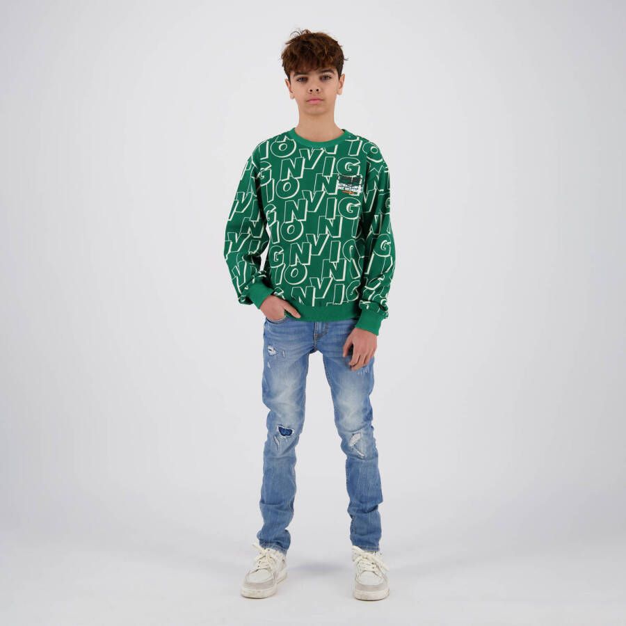 VINGINO sweater Naros met logo groen Logo 104 | Sweater van
