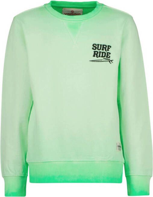 Vingino sweater NAST met printopdruk licht neon groen
