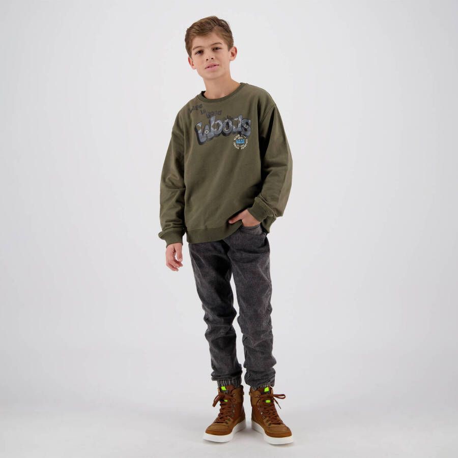 VINGINO sweater Nion met tekst groen Tekst 104 | Sweater van