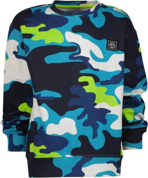 Vingino sweater NOMAS met camouflageprint wit blauw limegroen