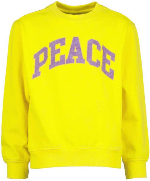 VINGINO sweater Nouda met tekst geel lila Meisjes Katoen Ronde hals Tekst 128
