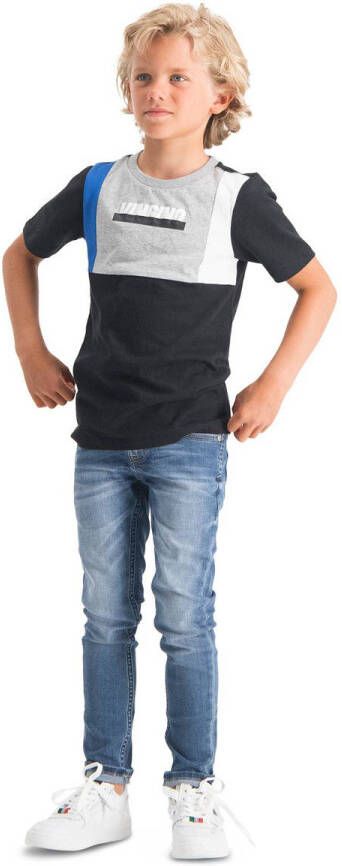 VINGINO T-shirt Hannow met printopdruk zwart grijs melange multi Jongens Katoen Ronde hals 116