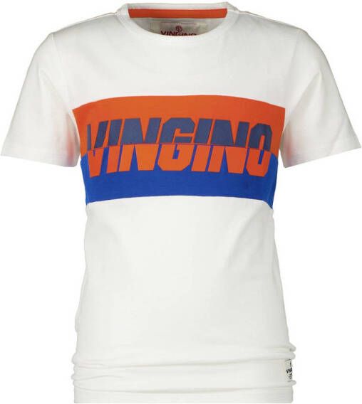 Vingino T-shirt Harco met logo wit oranje blauw