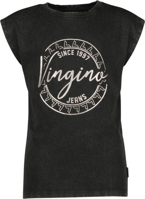 VINGINO T-shirt HARINE met printopdruk zwart Meisjes Katoen Ronde hals 116