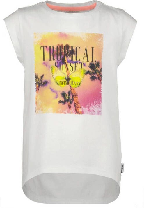 VINGINO T-shirt Harlemma met printopdruk wit Meisjes Katoen Ronde hals 140