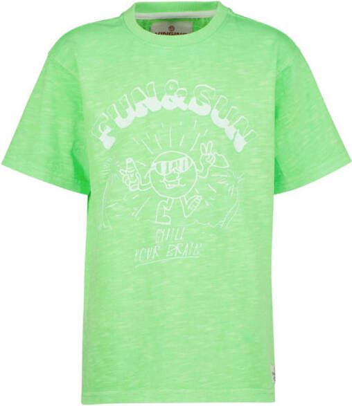 VINGINO T-shirt HARTOON met printopdruk licht neon groen Jongens Sweat Ronde hals 110