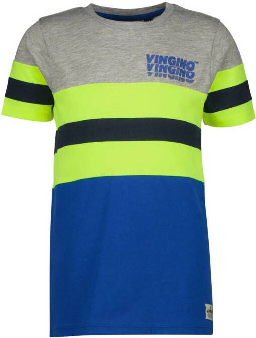 Vingino T-shirt HAVAR blauw limegroen grijs
