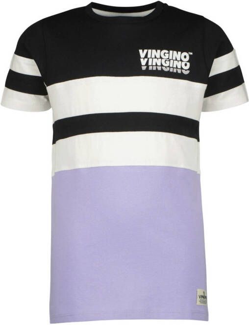 VINGINO T-shirt HAVAR lila donkerblauw wit Jongens Katoen Ronde hals Meerkleurig 140