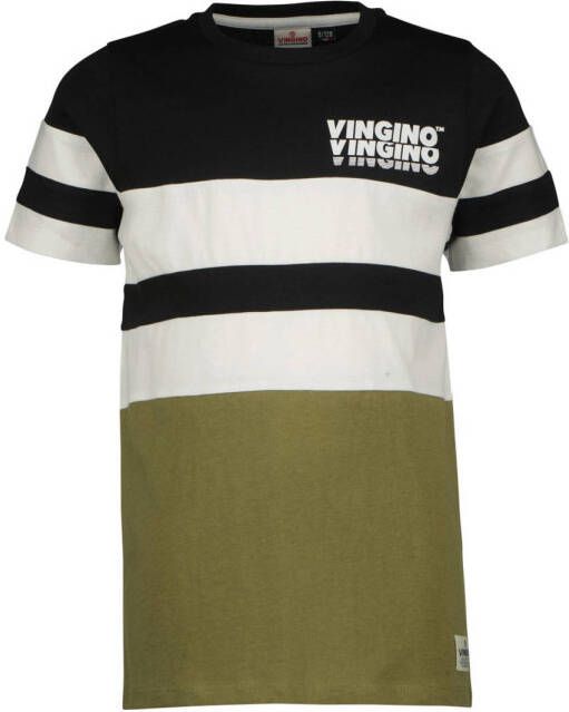Vingino T-shirt HAVAR zwart wit kaki
