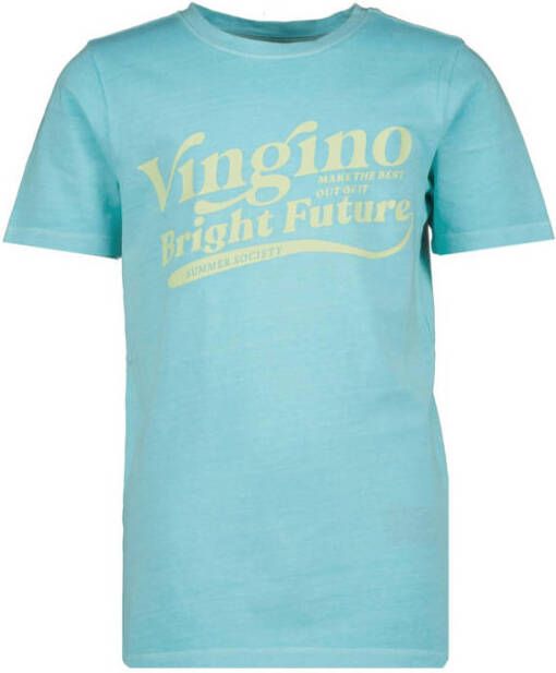 VINGINO T-shirt Hazu met logo lichtblauw Jongens Katoen Ronde hals Logo 092