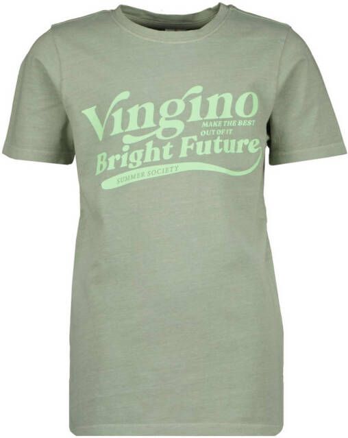 VINGINO T-shirt Hazu met logo zachtgroen Jongens Katoen Ronde hals Logo 104