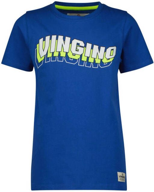 VINGINO T-shirt HECCOS met logo blauw Jongens Katoen Ronde hals Logo 116