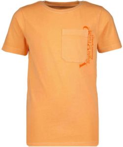 Vingino T-shirt Henley met printopdruk neon oranje