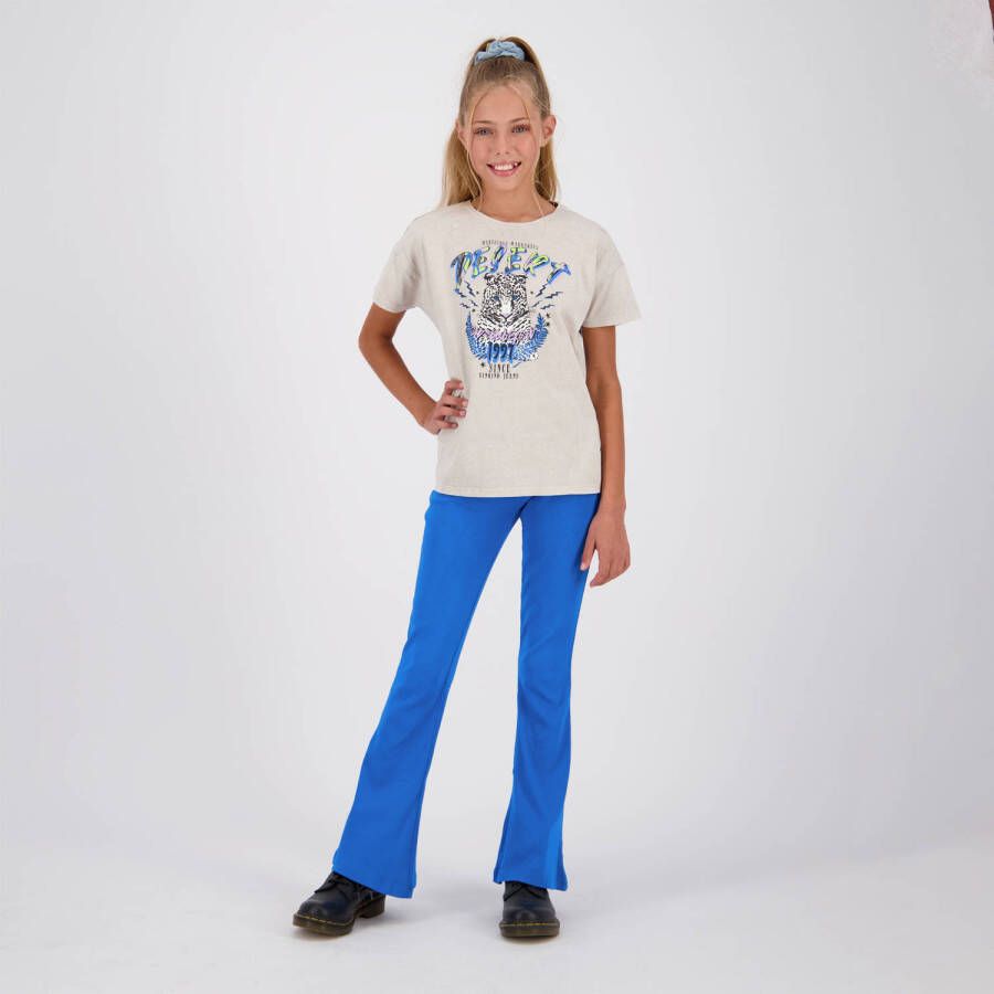 VINGINO T-shirt Hester met printopdruk lichtgrijs Meisjes Katoen Ronde hals 116