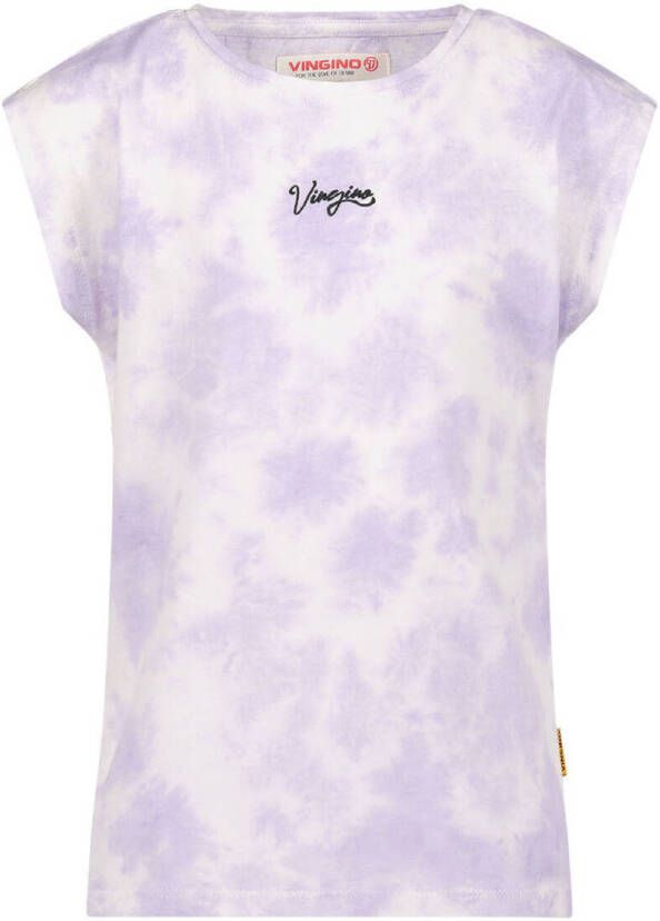 VINGINO T-shirt HILLA met all over print paars wit Meisjes Katoen Ronde hals 110