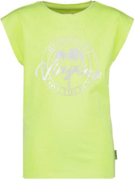 VINGINO T-shirt Hilsa met logo neon geel Meisjes Katoen Ronde hals Logo 110