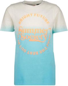 Vingino T-shirt Hollis met printopdruk aquablauw wit