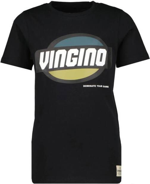 VINGINO T-shirt Hufo met logo zwart Jongens Katoen Ronde hals Logo 104