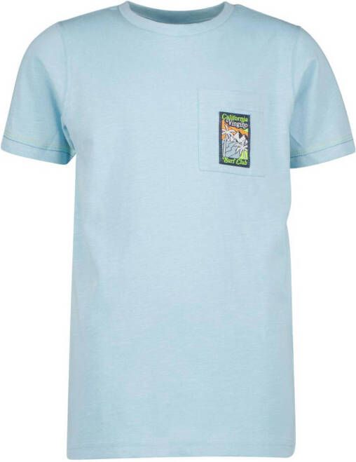 VINGINO T-shirt JURF met backprint lichtblauw Jongens Katoen Ronde hals 128