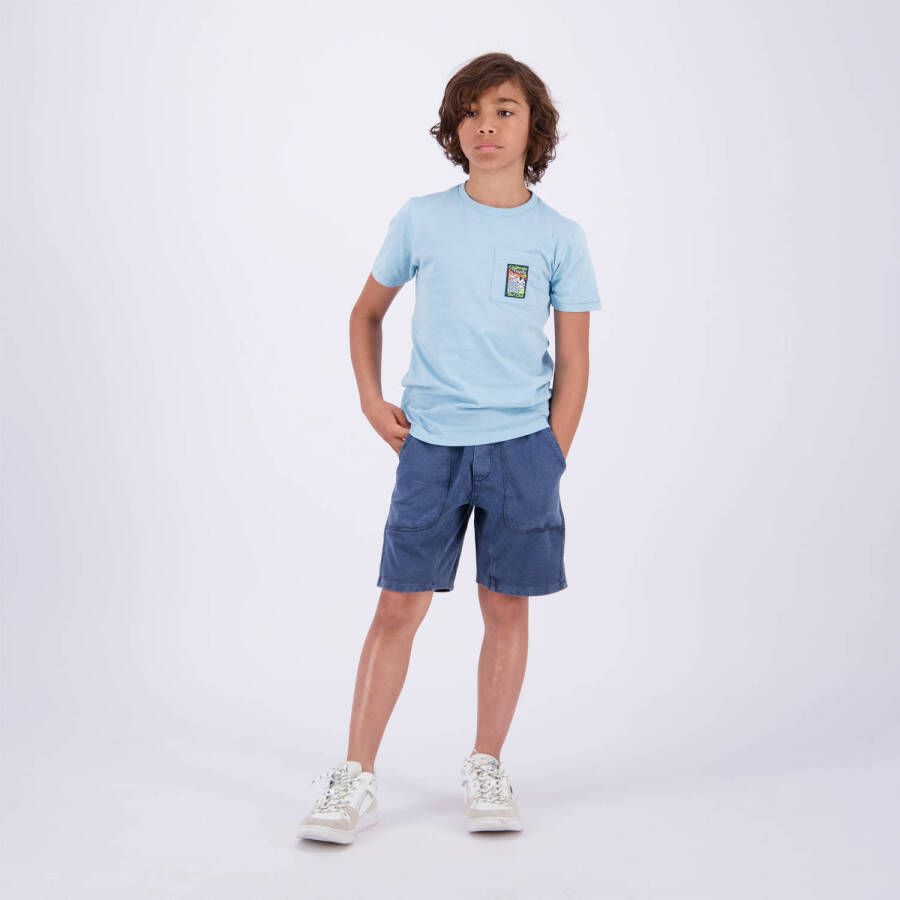 VINGINO T-shirt JURF met backprint lichtblauw Jongens Katoen Ronde hals 140
