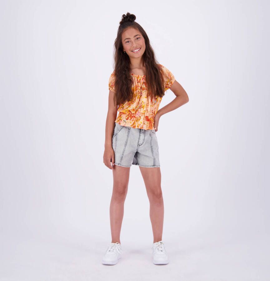 VINGINO T-shirt LIMEA met all over print oranje Meisjes Katoen Boothals 140