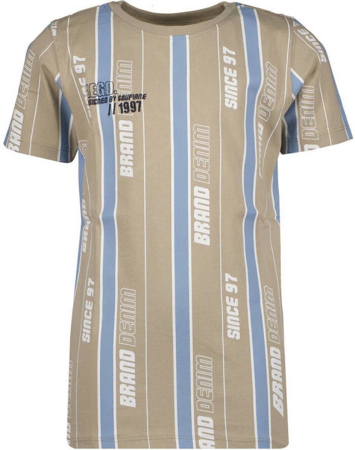 VINGINO T-shirt met logo beige lichtblauw wit Jongens Katoen Ronde hals 104