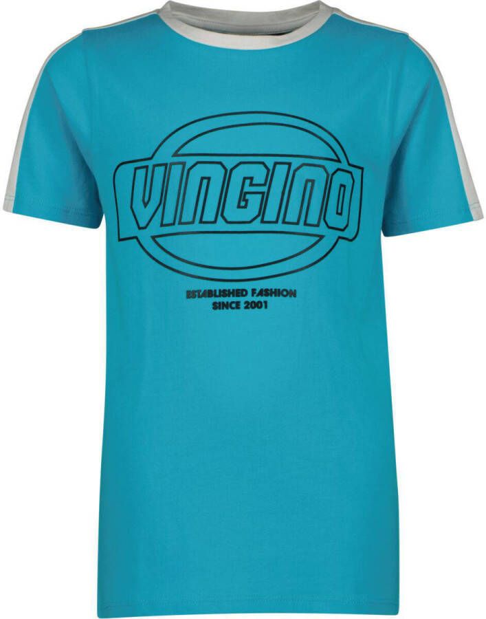 VINGINO T-shirt met logo blauw Jongens Katoen Ronde hals Logo 104