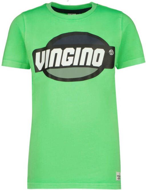 VINGINO T-shirt met logo groen Jongens Katoen Ronde hals Logo 110