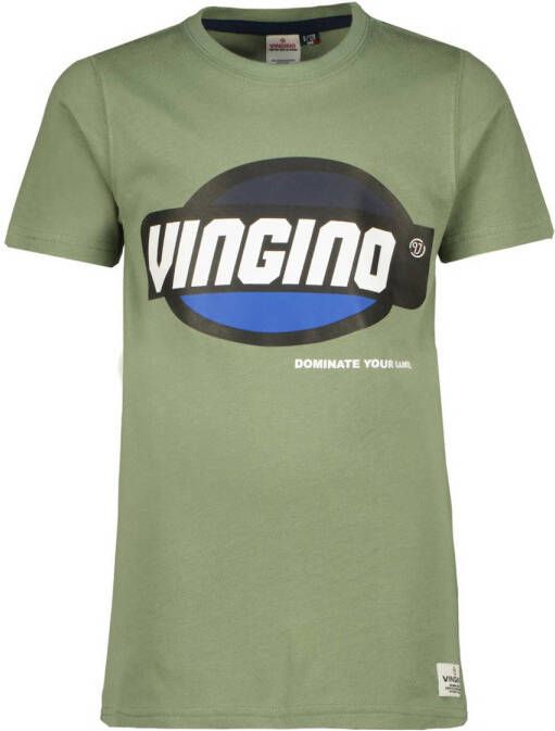 VINGINO T-shirt met logo groen Jongens Katoen Ronde hals Logo 104