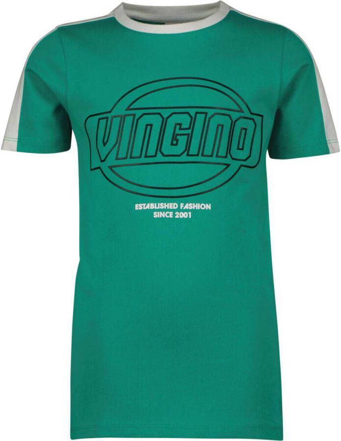 VINGINO T-shirt met logo groen Jongens Katoen Ronde hals Logo 110