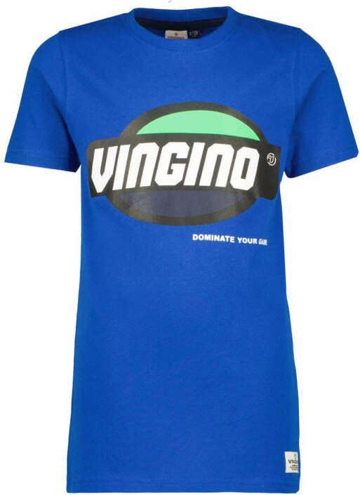 VINGINO T-shirt met logo kobaltblauw Jongens Katoen Ronde hals Logo 140