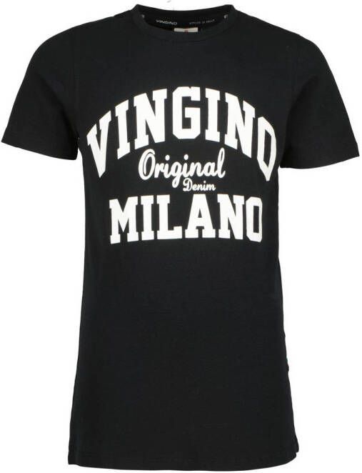 VINGINO T-shirt met logo zwart Jongens Stretchkatoen Ronde hals Logo 104