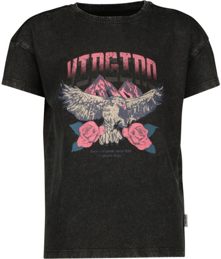VINGINO T-shirt met printopdruk zwart Meisjes Katoen Ronde hals Printopdruk 110