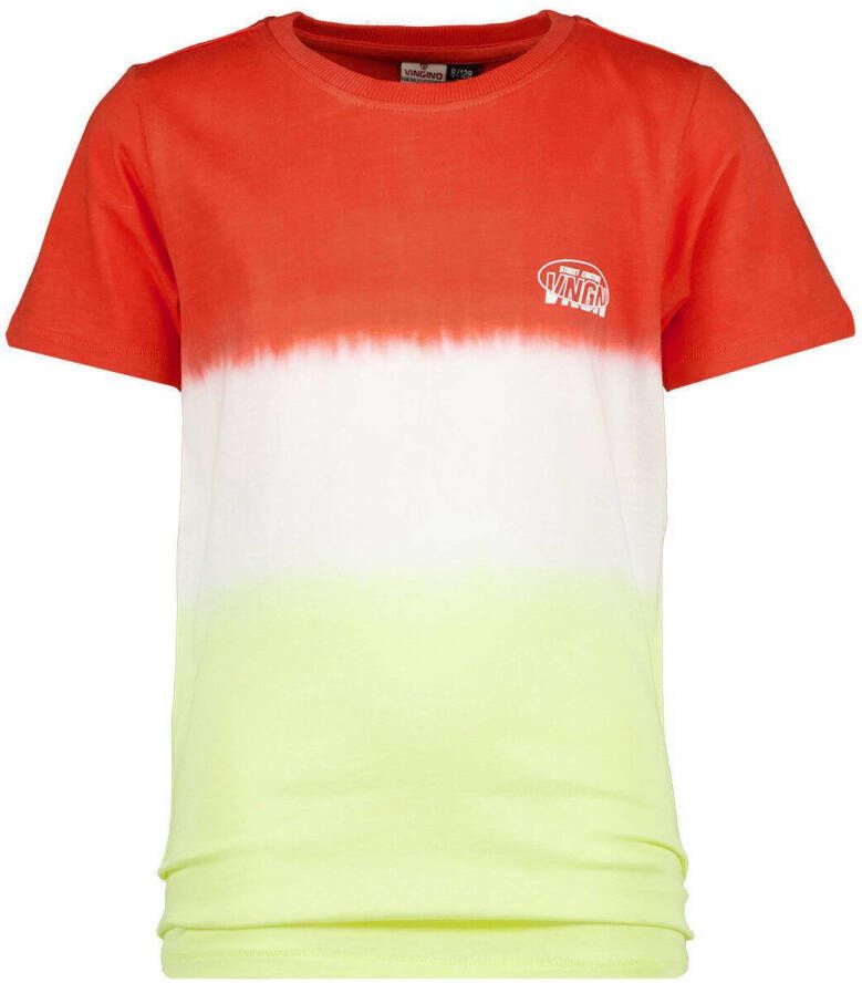 VINGINO T-shirt rood wit geel Jongens Katoen Ronde hals Meerkleurig 104