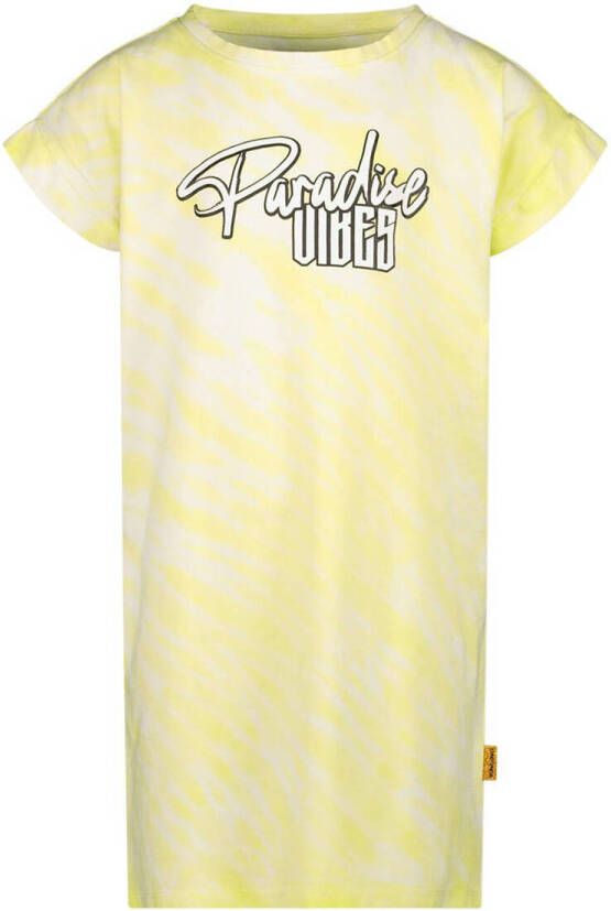 VINGINO T-shirtjurk met tekst geel wit Meisjes Katoen Ronde hals Tekst 176