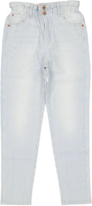 VINGINO tapered fit jeans Claudia striped denim Blauw Effen 140