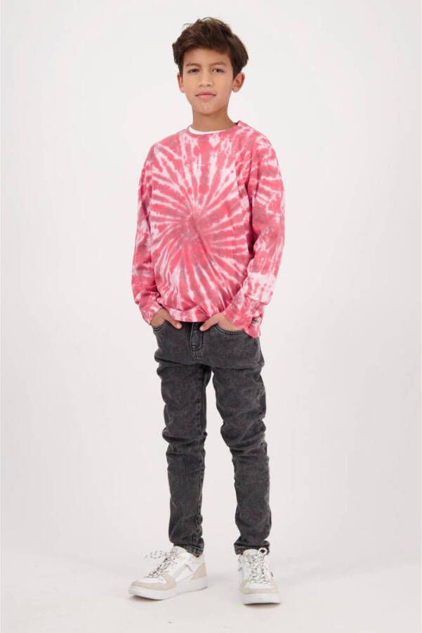 Vingino tie-dye longsleeve Jasio rood zwart wit