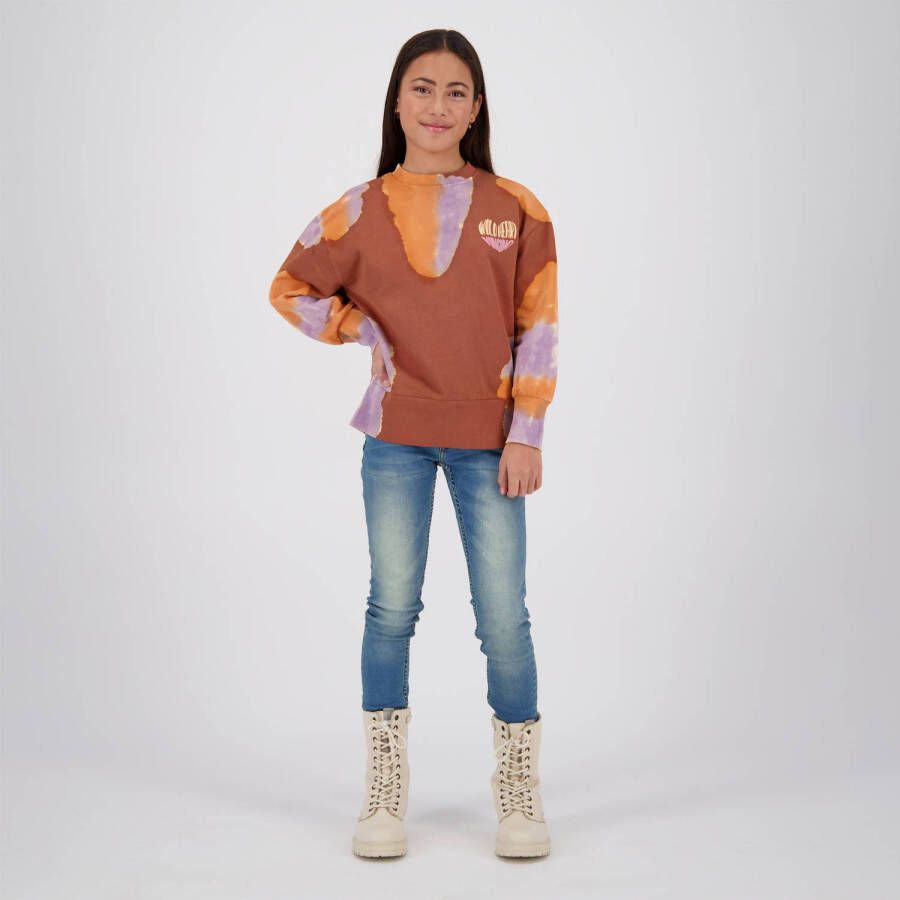 VINGINO tie-dye sweater Nensy bruin lila oranje Paars Tie-dye 104