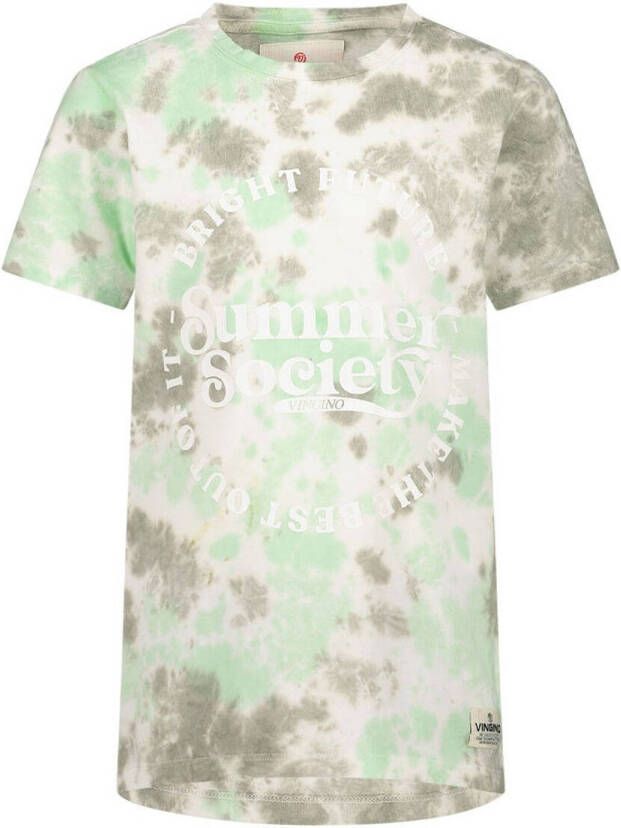 VINGINO tie-dye T-shirt groen grijs wit Jongens Katoen Ronde hals Tie-dye 104