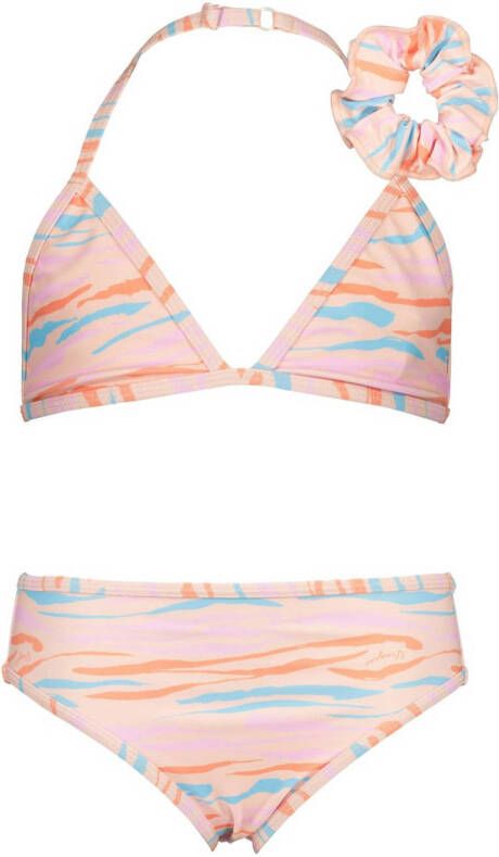 VINGINO triangel bikini Zamira met scrunchie oranje roze blauw Meisjes Polyamide 140