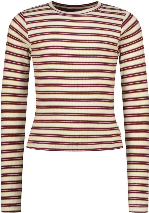 Vingino aansluitende gestreepte longsleeve ecru