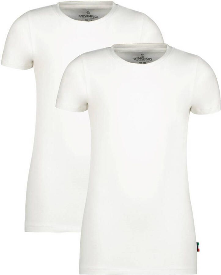 VINGINO basic T-shirt set van 2 wit Jongens Stretchkatoen Ronde hals 110 116 - Foto 2