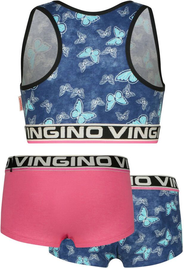 Vingino bh top + 2 shorts blauw roze - Foto 3