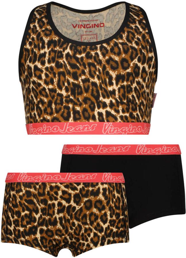 Vingino bh top + 2 shorts bruin oranje
