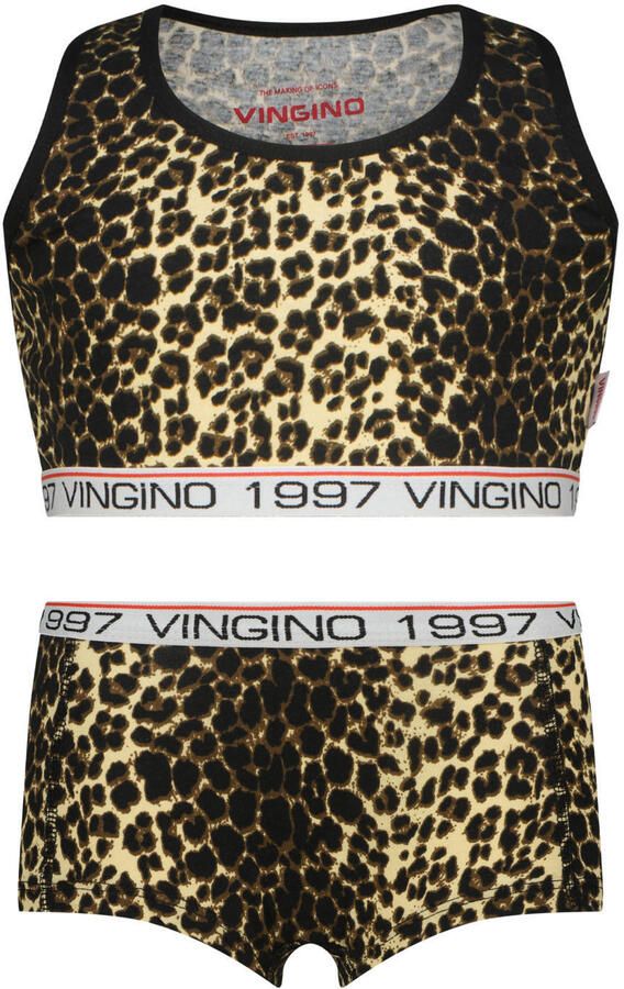 Vingino bh top + short panterprint bruin zwart